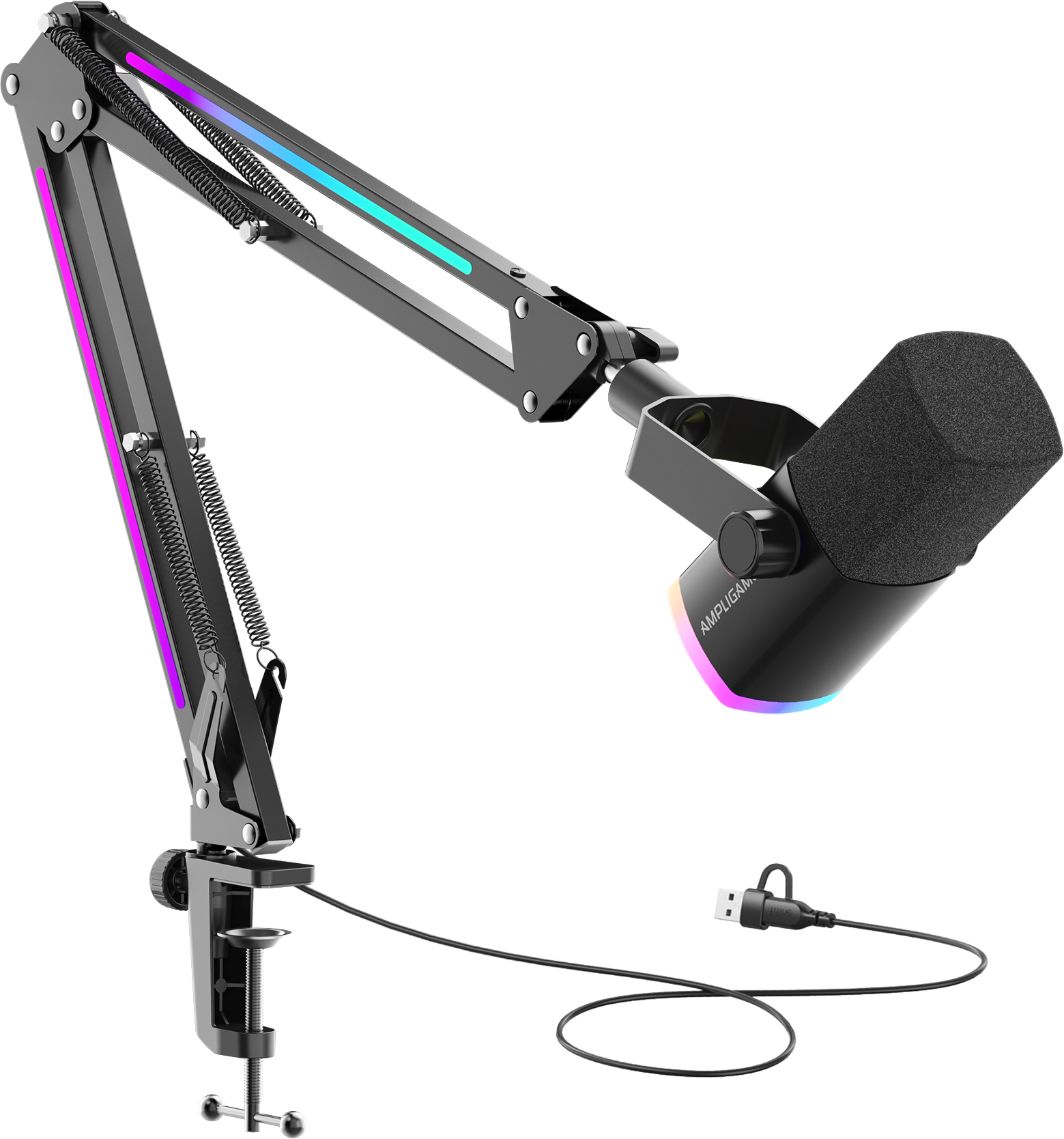 【新品】FIFINE ダイナミックマイク RGBアーム付 AM8PROT 黒 Купити FIFINE AM8PROT Студійний динамічний мікрофон з розʼємом USB